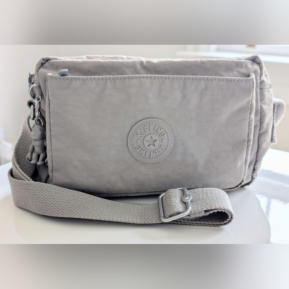 Kipling Albanu Medium Gray Gris Crossbody Bag Nylon